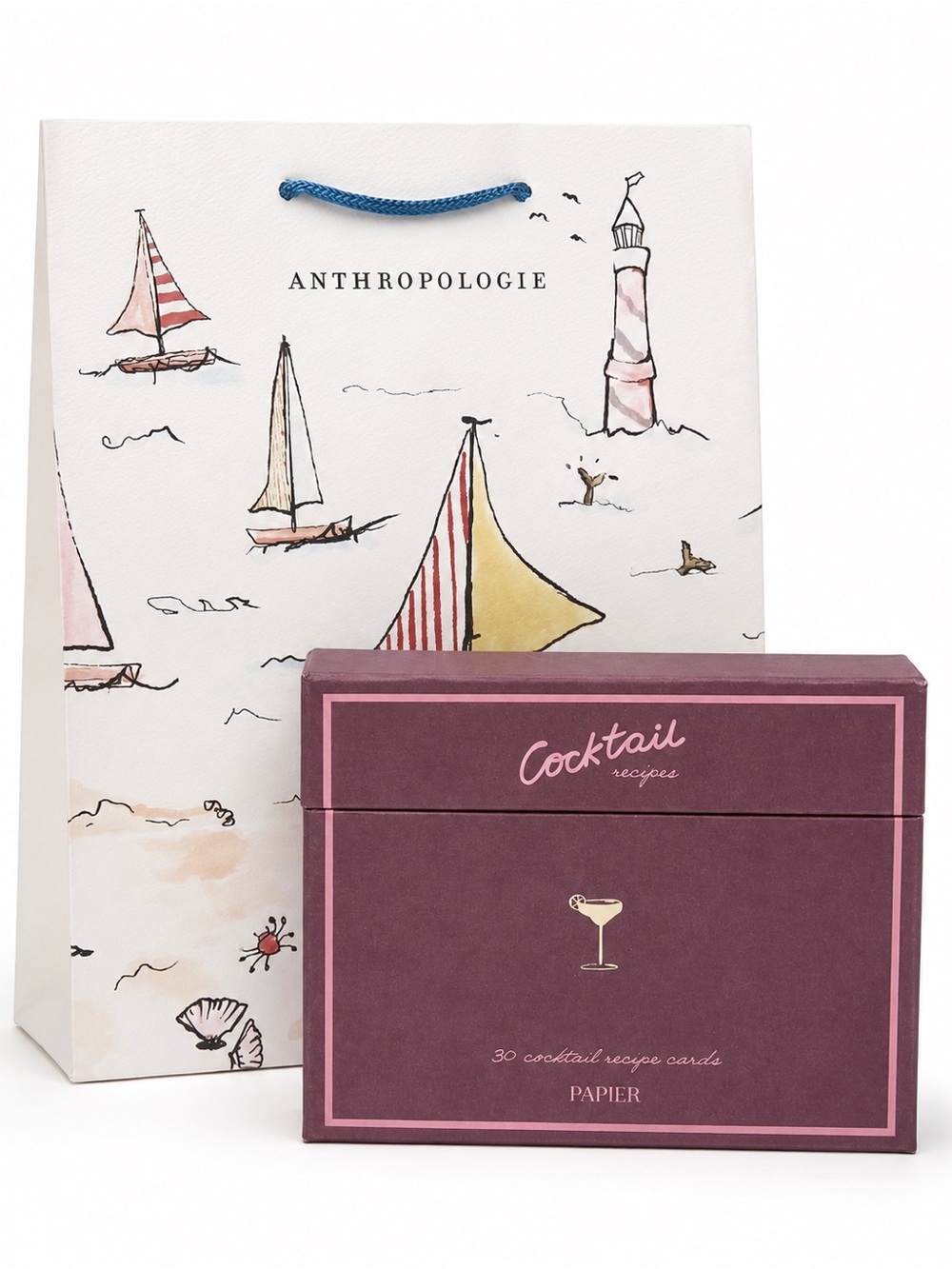 Anthropologie Cocktail Recipe Card Box - Plum Pink and Gold Accents